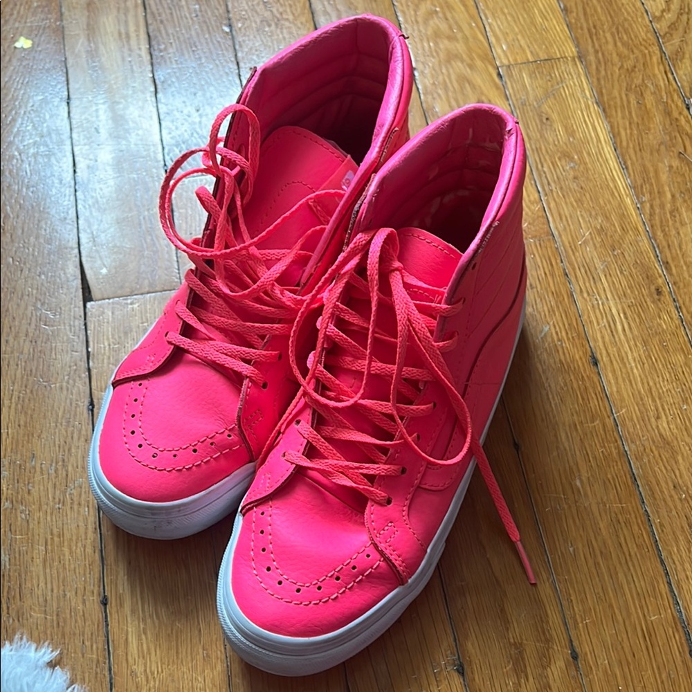 Vibrant Pink High-Top Vans Sneakers